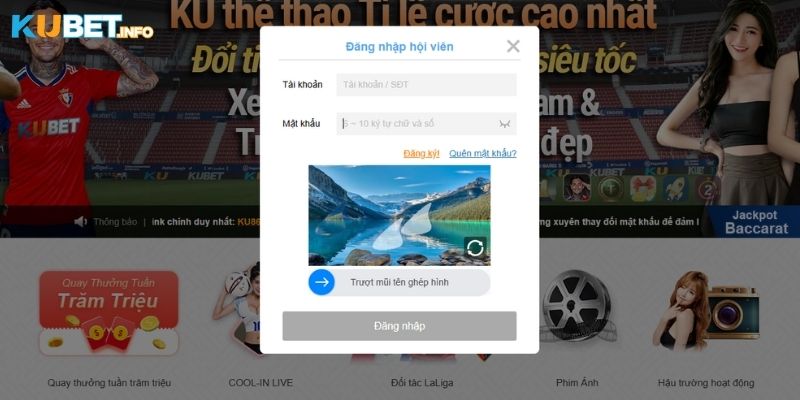 Bước 1: Đăng nhập vào acc Kubet và vào mục "Rút tiền"